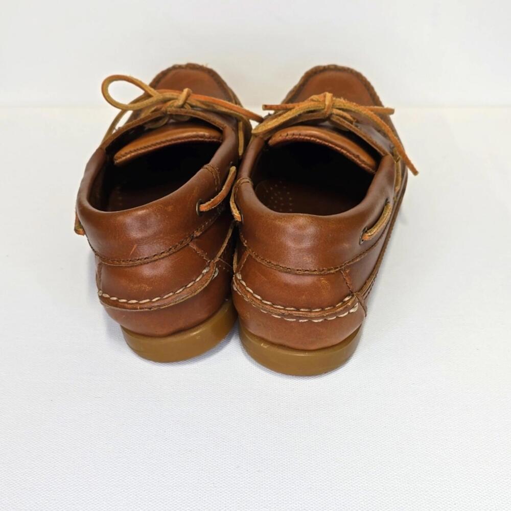 Minnetonka Mens Brown Moccasin Boat Shoes with Soft Leather - Picture 4 of 6